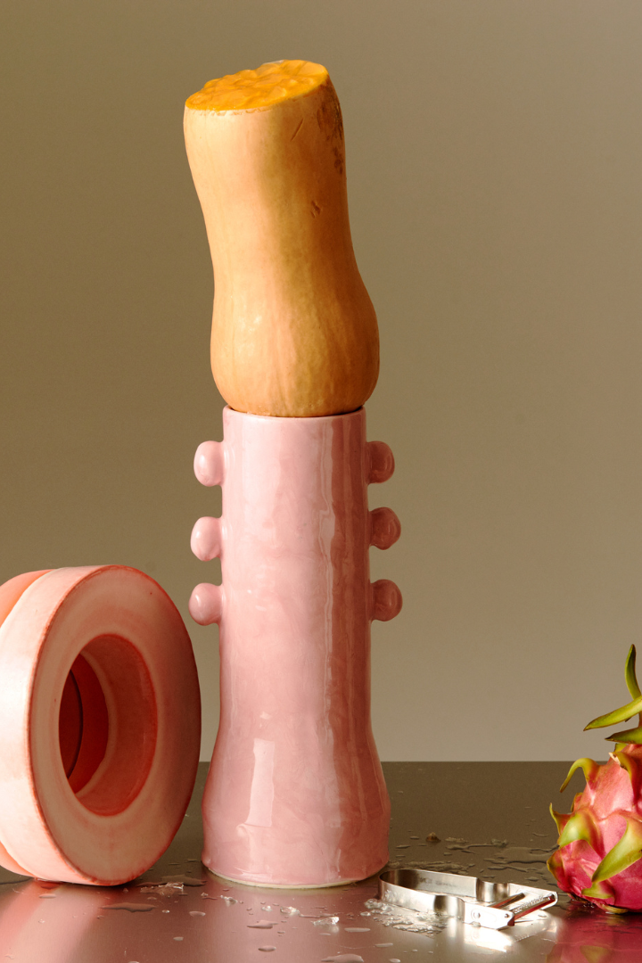 Pink earthenware vase