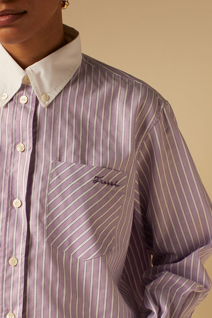 Striped shirt with embroidered logo