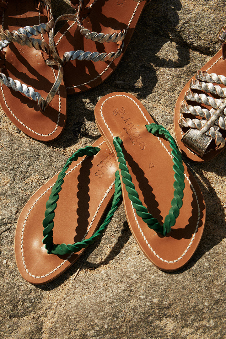 Braided leather flip-flops x KJacques