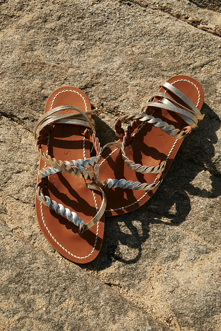 Silver and gold braided sandals x KJacques