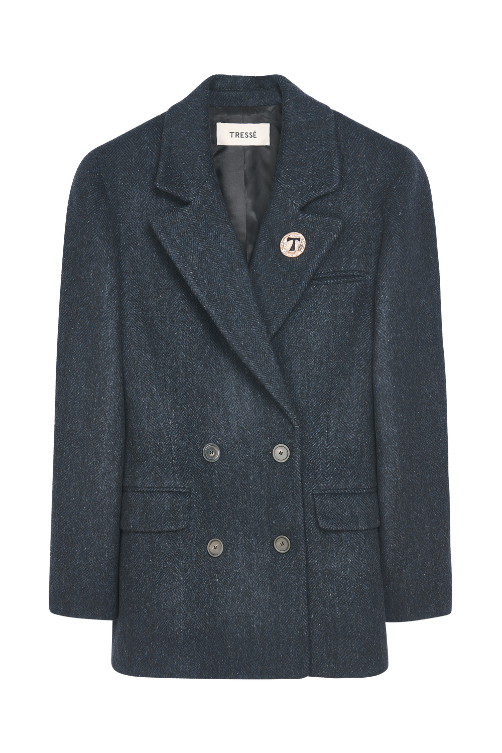 Wool suit jacket with brooch