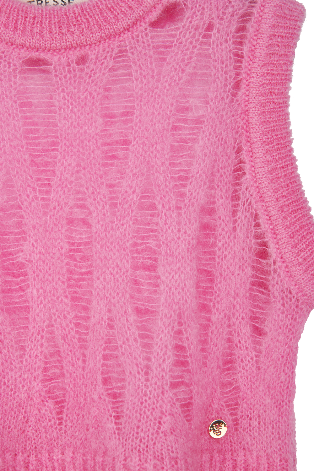 Openwork pink mohair sweater