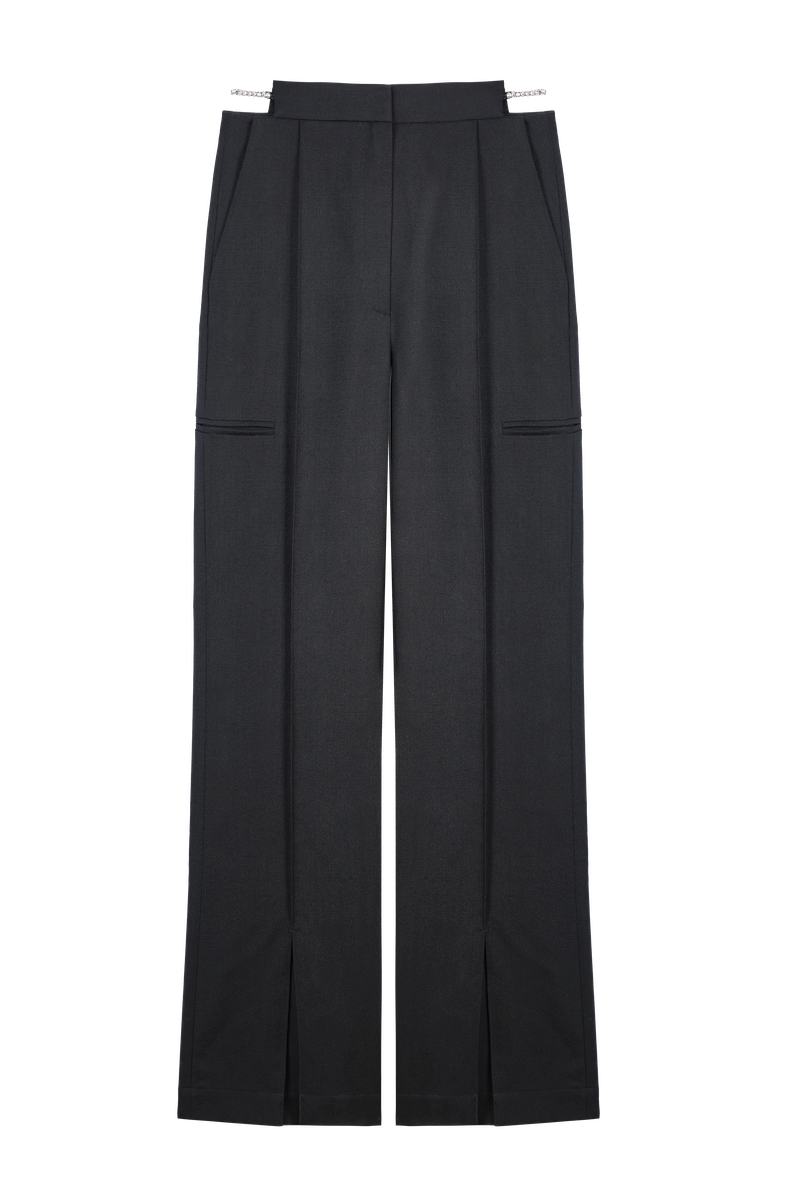 Wool suit pants with rhinestones