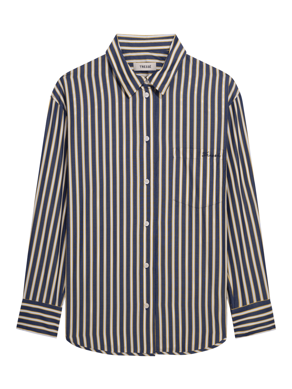 Loose-fitting striped poplin shirt