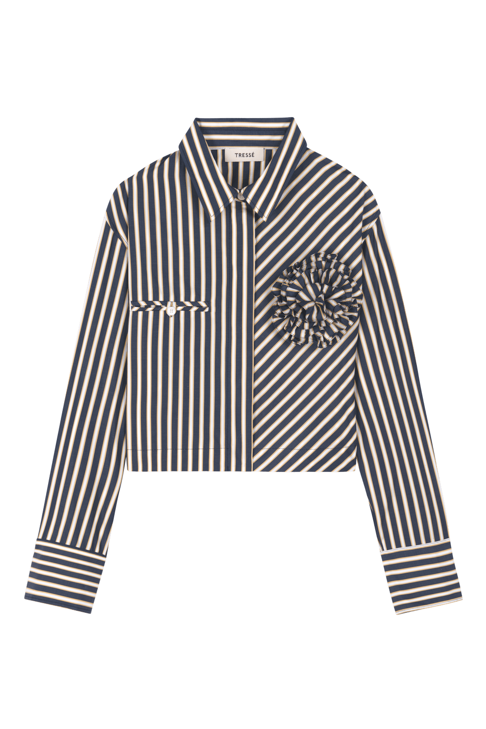 Short striped poplin shirt