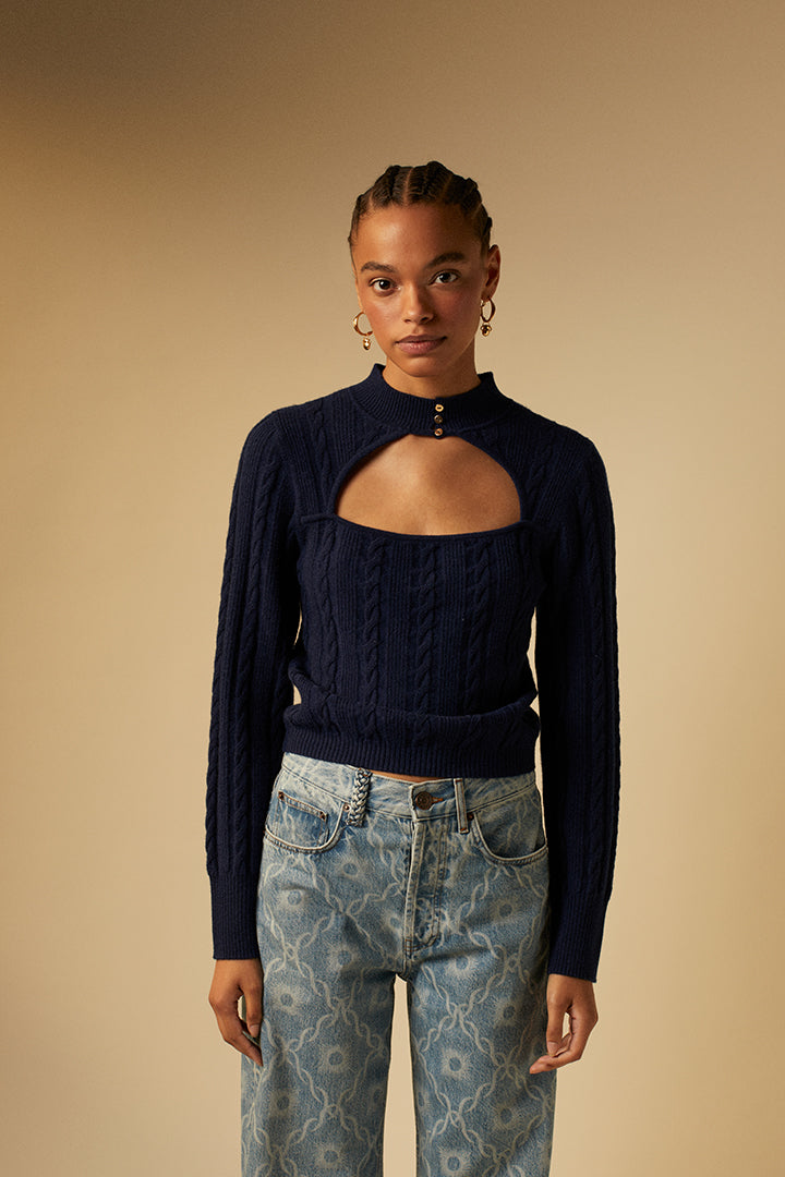 Half-moon wool sweater