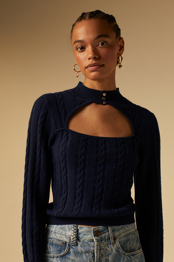 Half-moon wool sweater