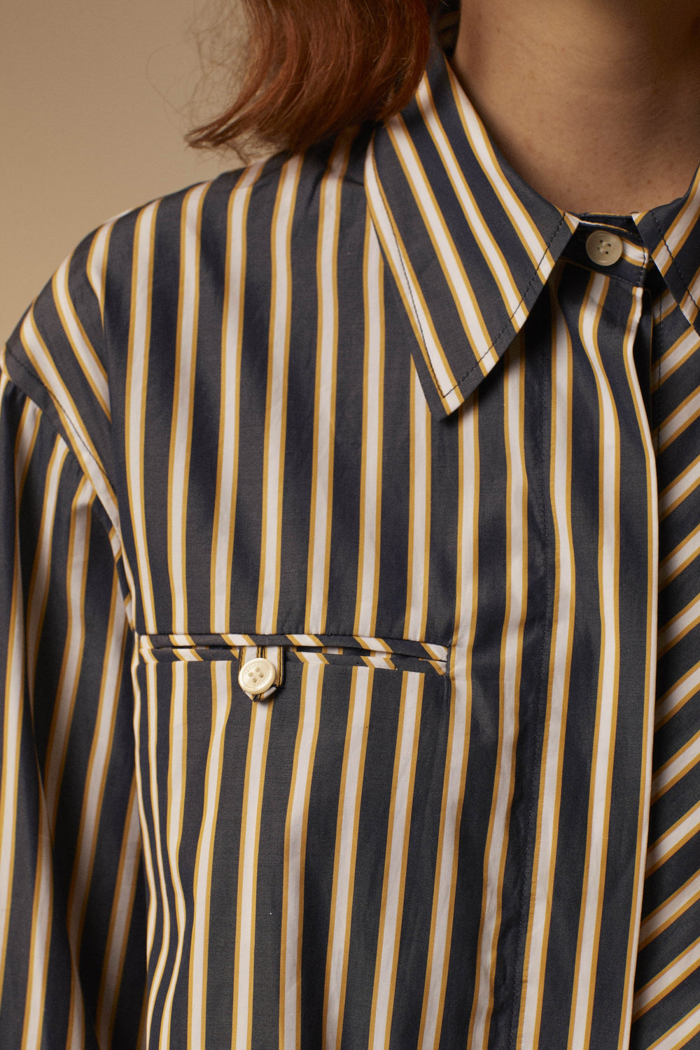 Short striped poplin shirt