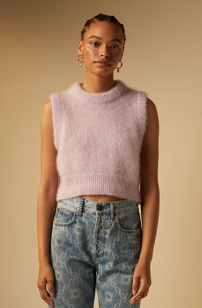 Sleeveless mohair sweater