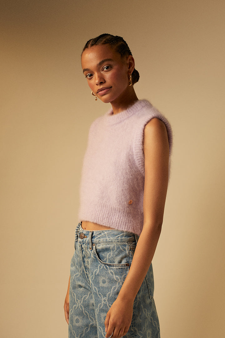 Sleeveless mohair sweater