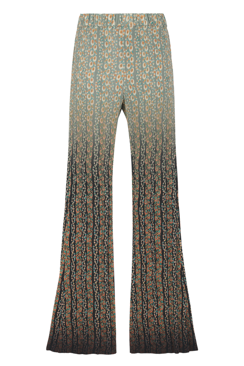 Floral dip dye pleated pants