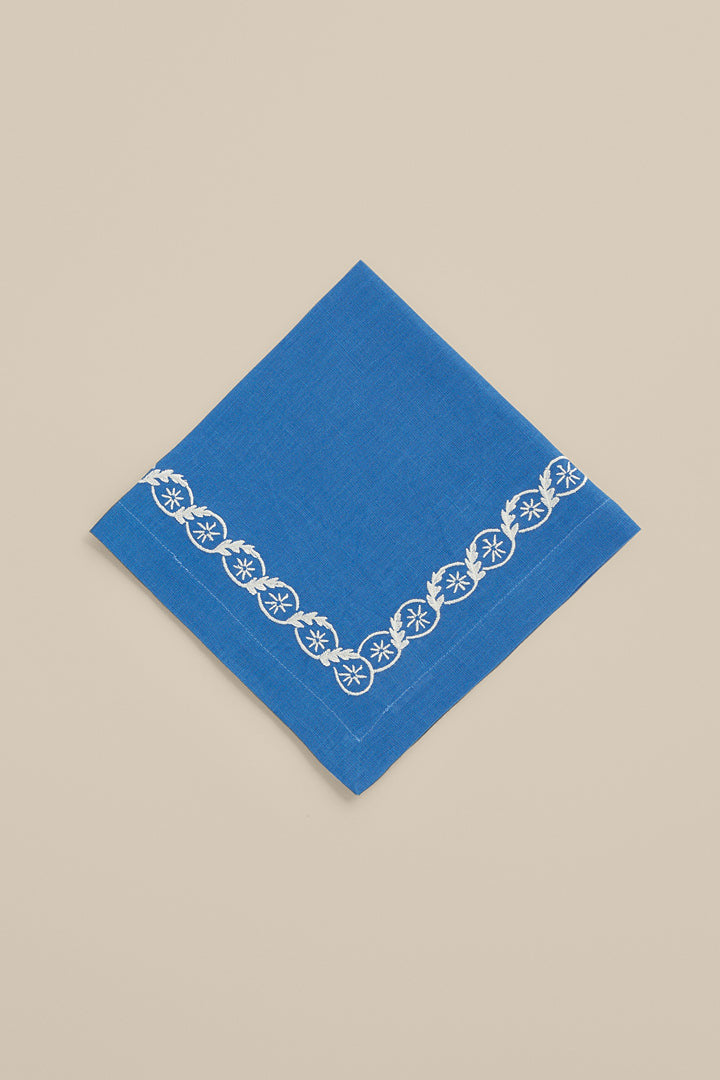 Blue embroidered linen towel