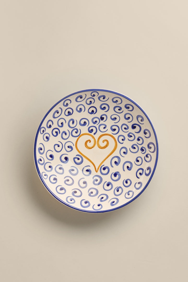 soup bowl with blue and yellow hearts