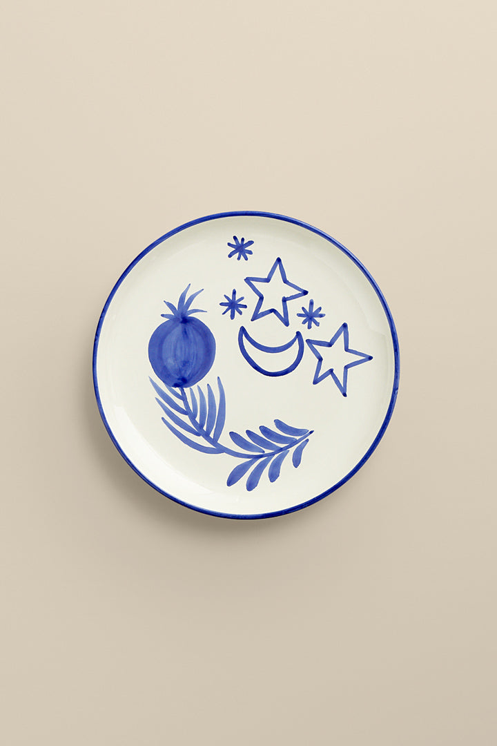 Moon and stars dessert plate