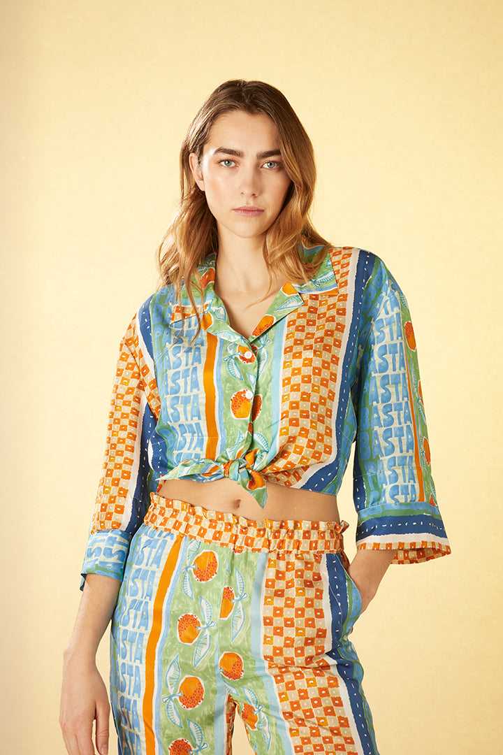 Patterned flowing shirt