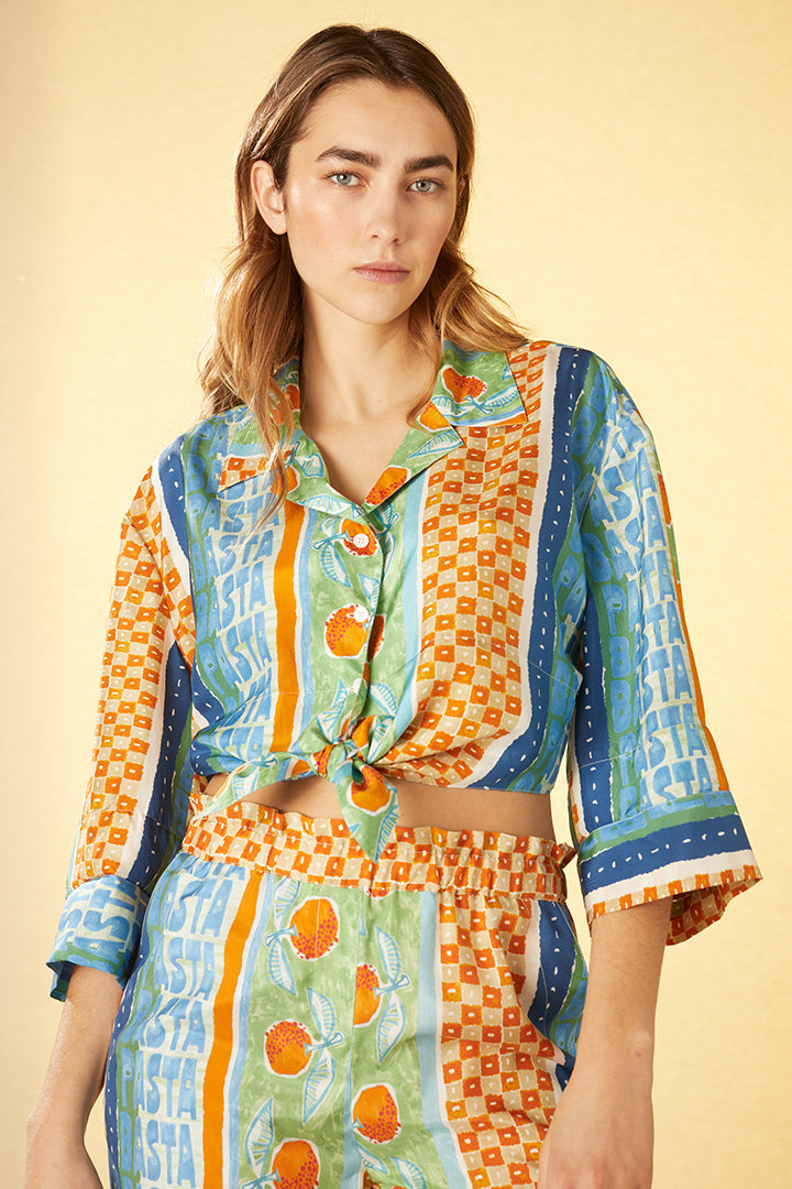 Patterned flowing shirt