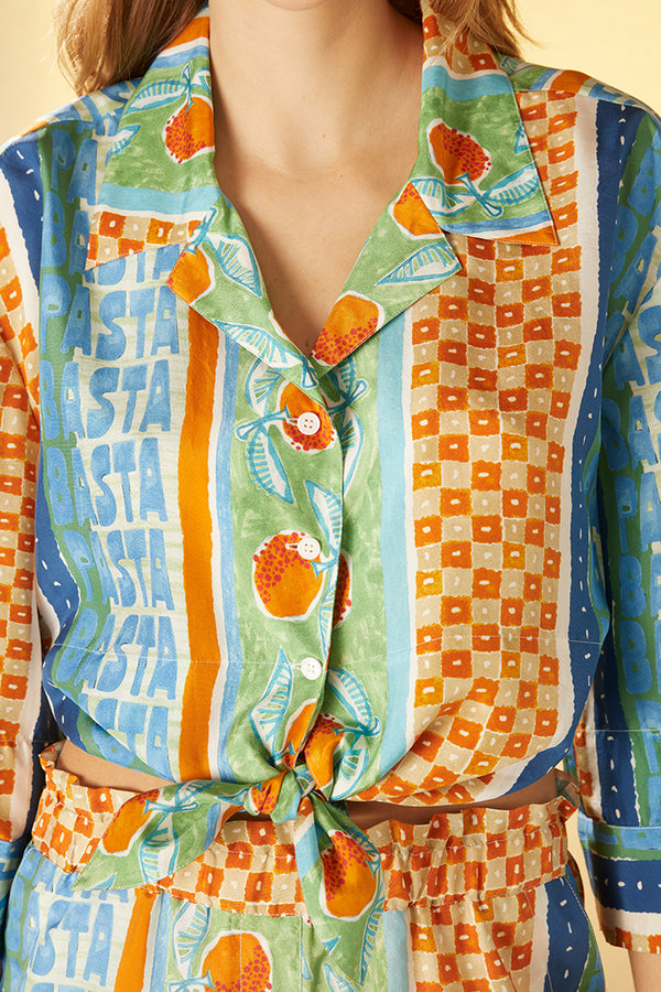 Patterned flowing shirt