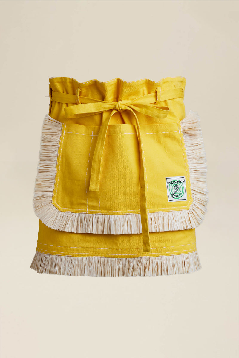 Apron skirt with raffia