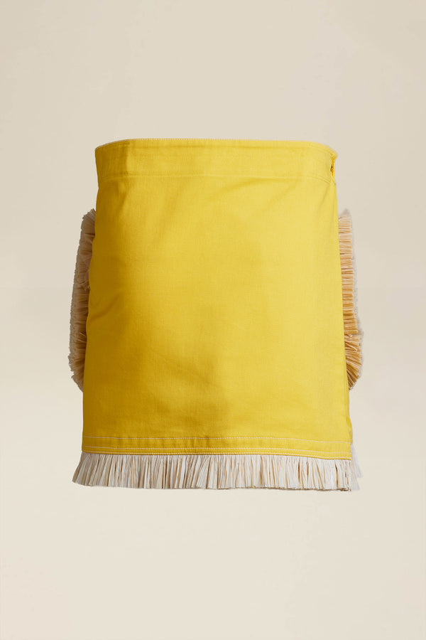 Apron skirt with raffia