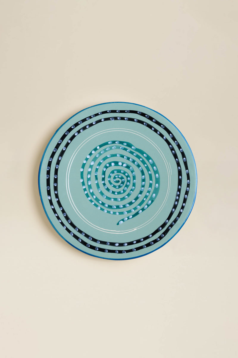 Water green spiral dinner plate