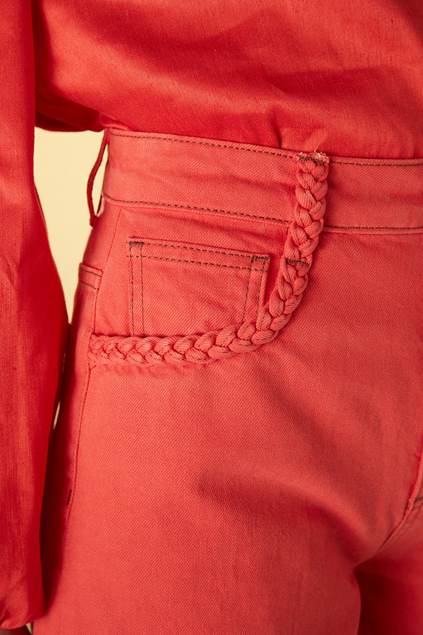 Pants with contrast stitching