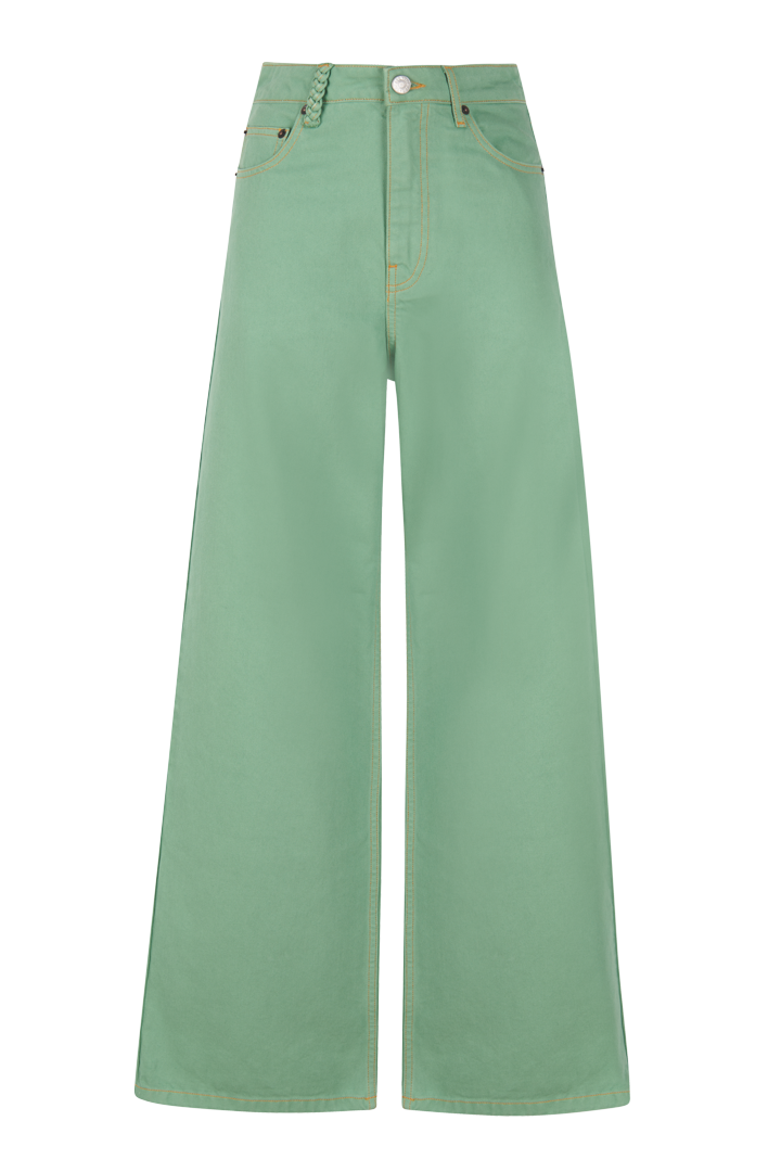 Pants with contrast stitching