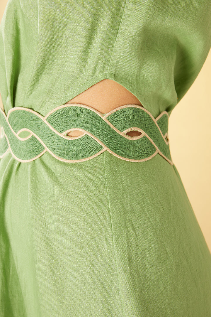 Long dress with braid belt