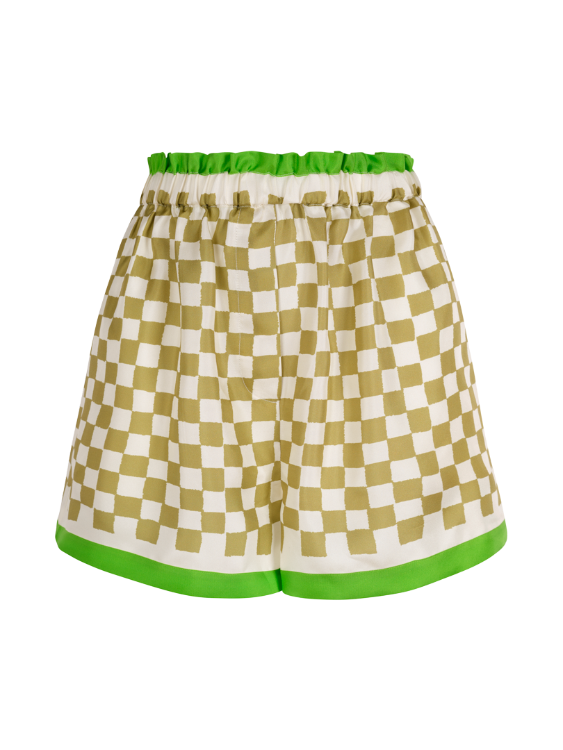 Checkered silk shorts