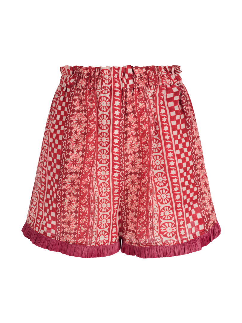 Shorts with gradient checkerboard pattern