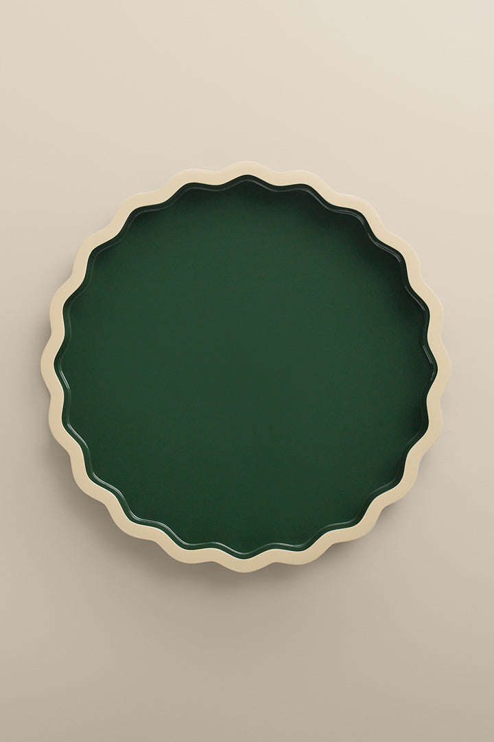 Large green tray with corrugated edges