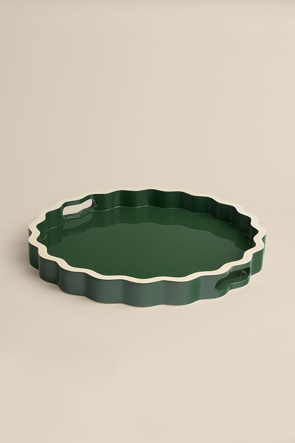 Large green tray with corrugated edges