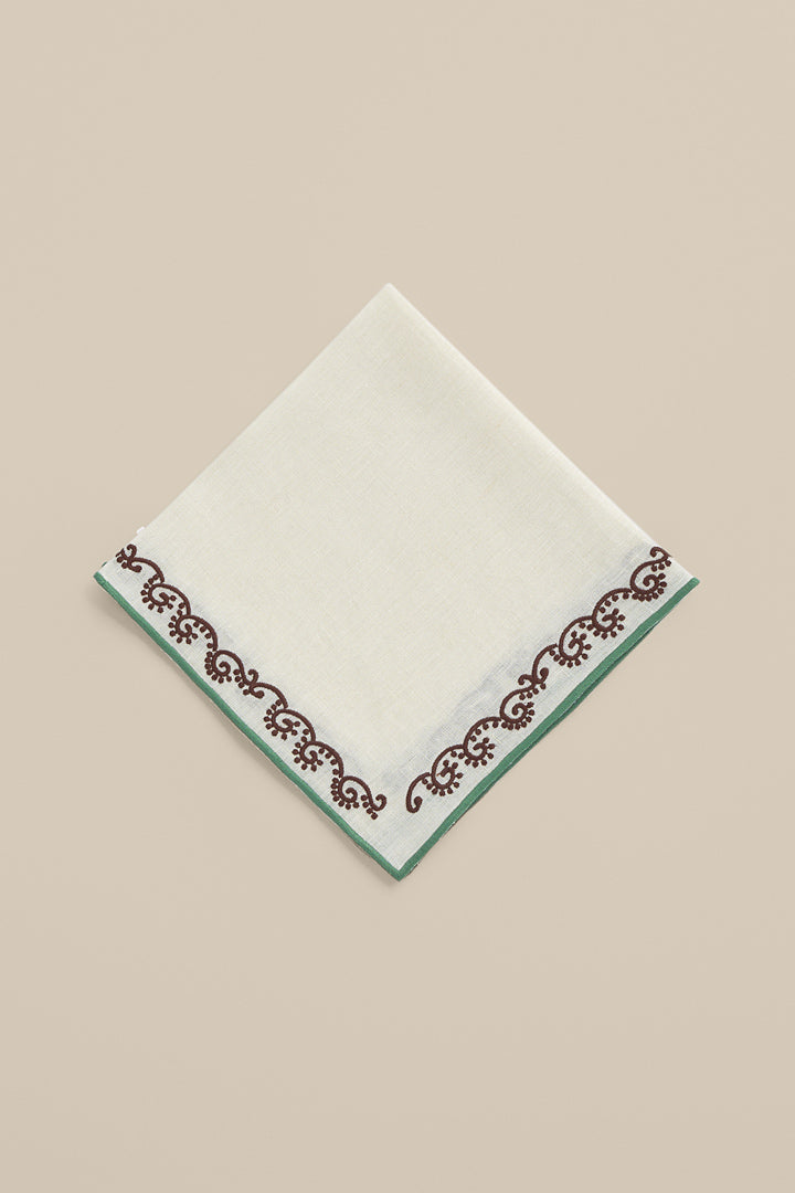 Embroidered linen napkin