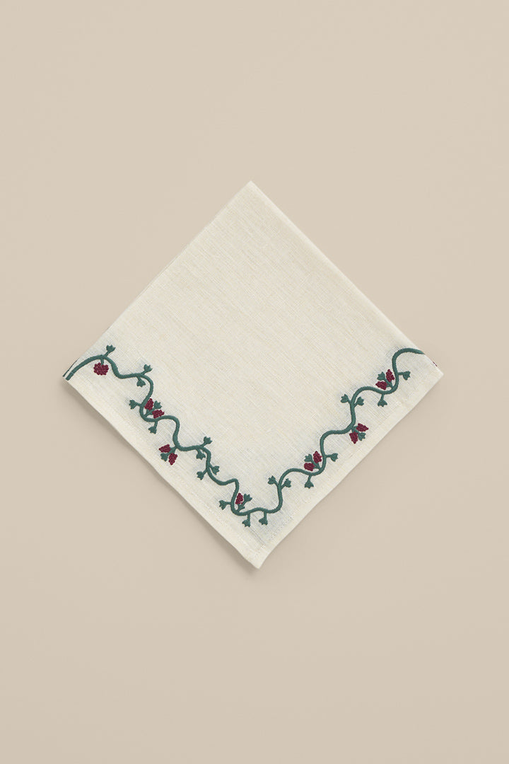 Embroidered linen napkin