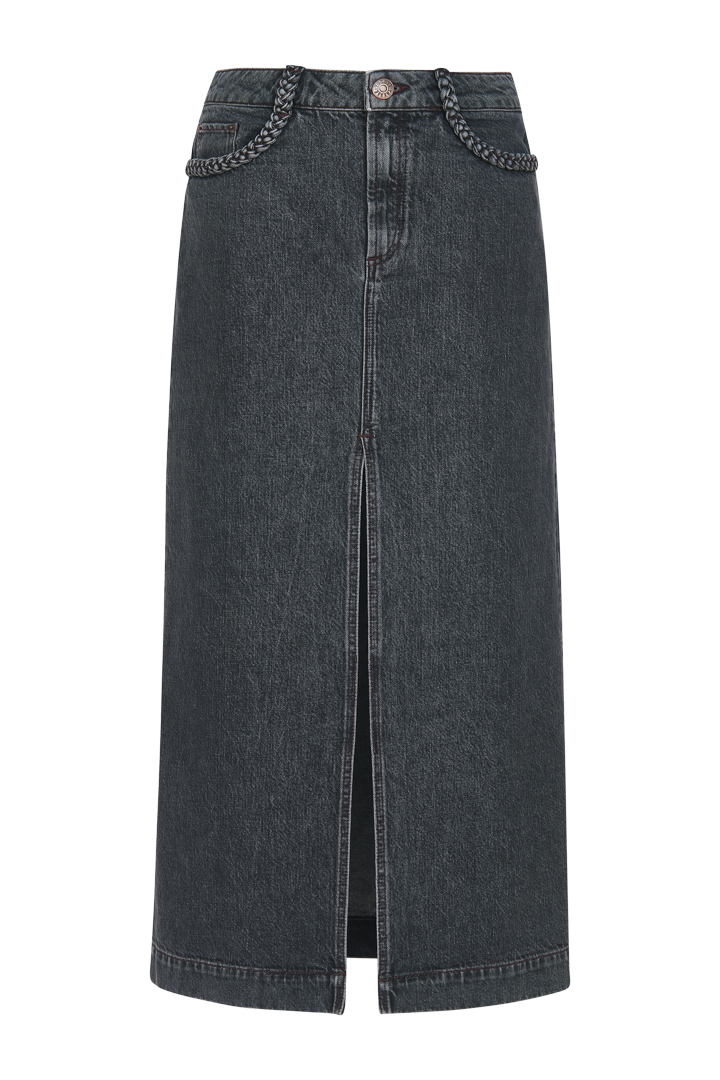 Long slit skirt in denim