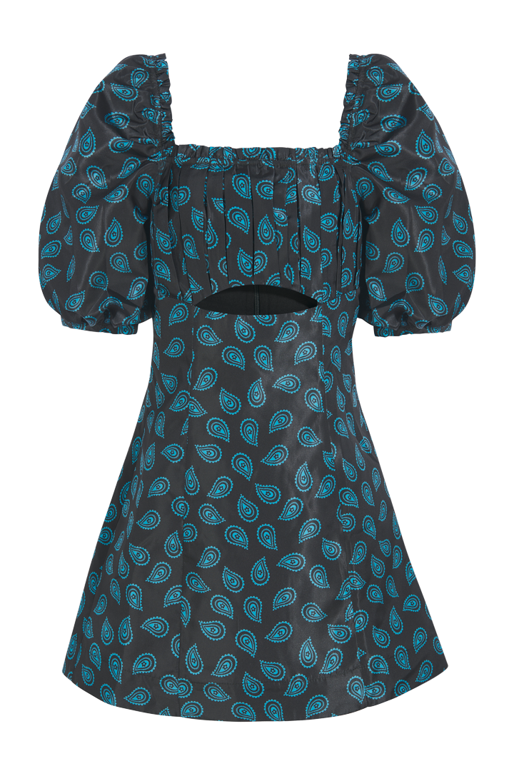 Dress in paisley-print taffeta