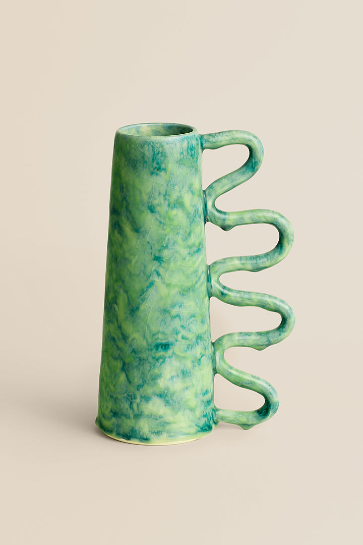 Green earthenware vase