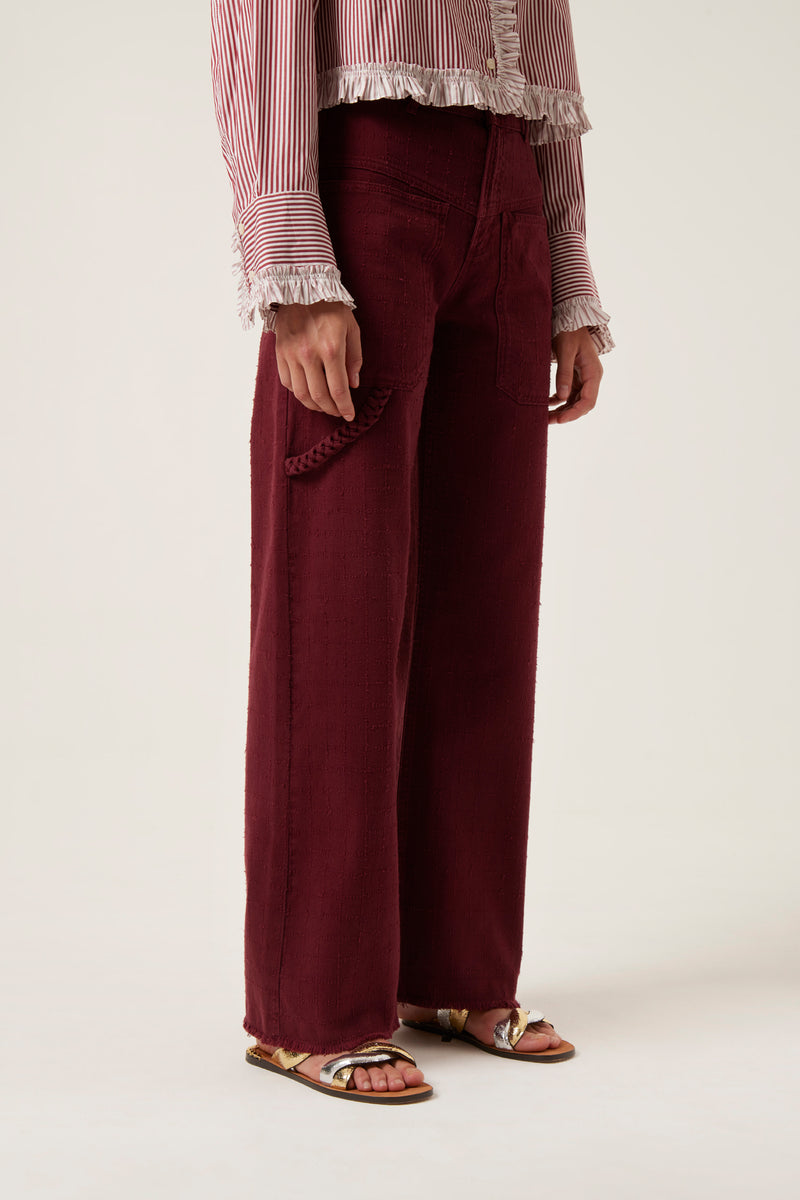 Burgundy textured denim