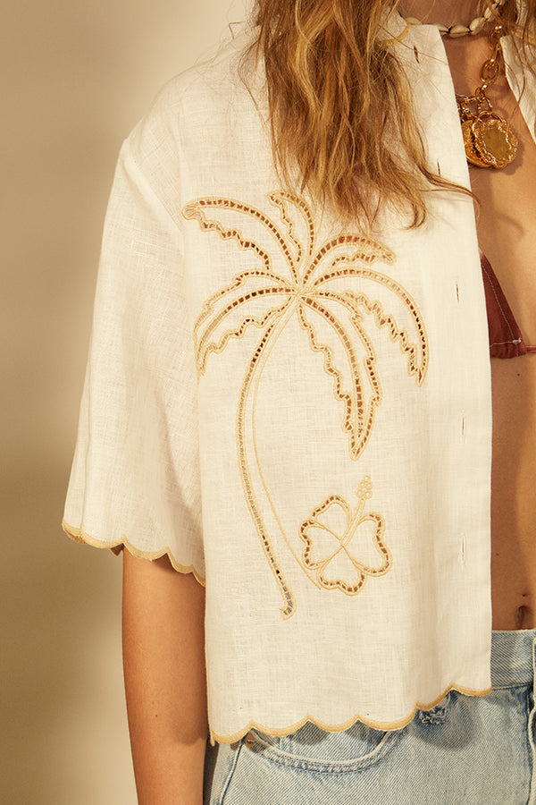 Embroidered linen shirt